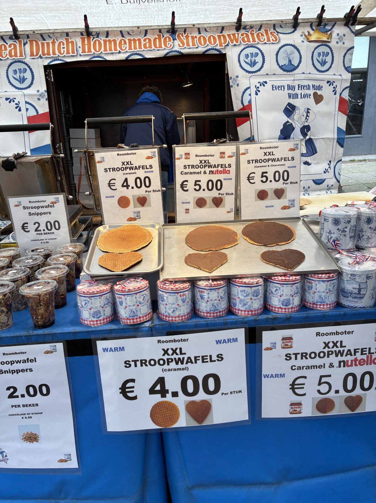 アムステルダム市場Albert Cuyp Marktのストロープワッフルのお店