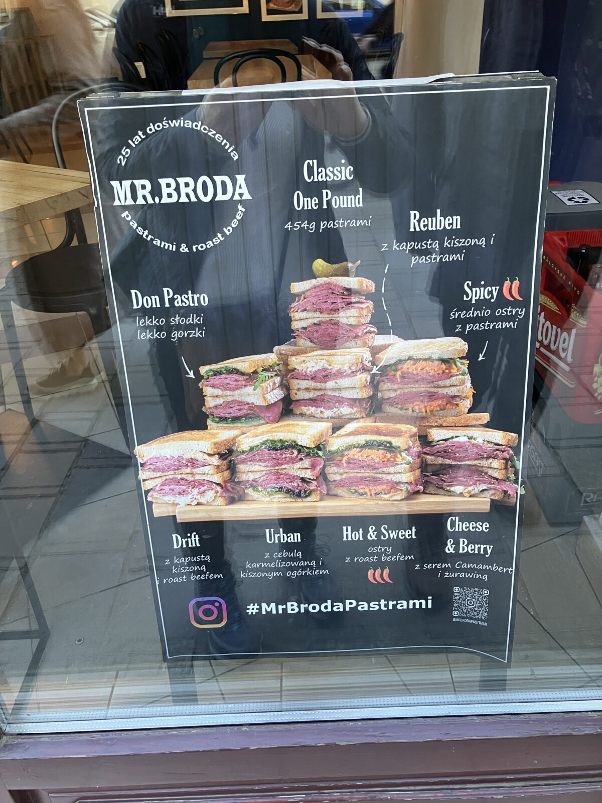クラクフおすすめレストランMr.Broda Sandwich Barの魅力的な看板
