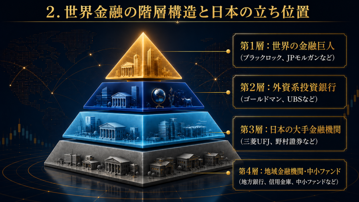 富裕層の定義は罠?世界の基準と日本の違い
2.世界金融の階層構造(ピラミッド)と日本の立ち位置