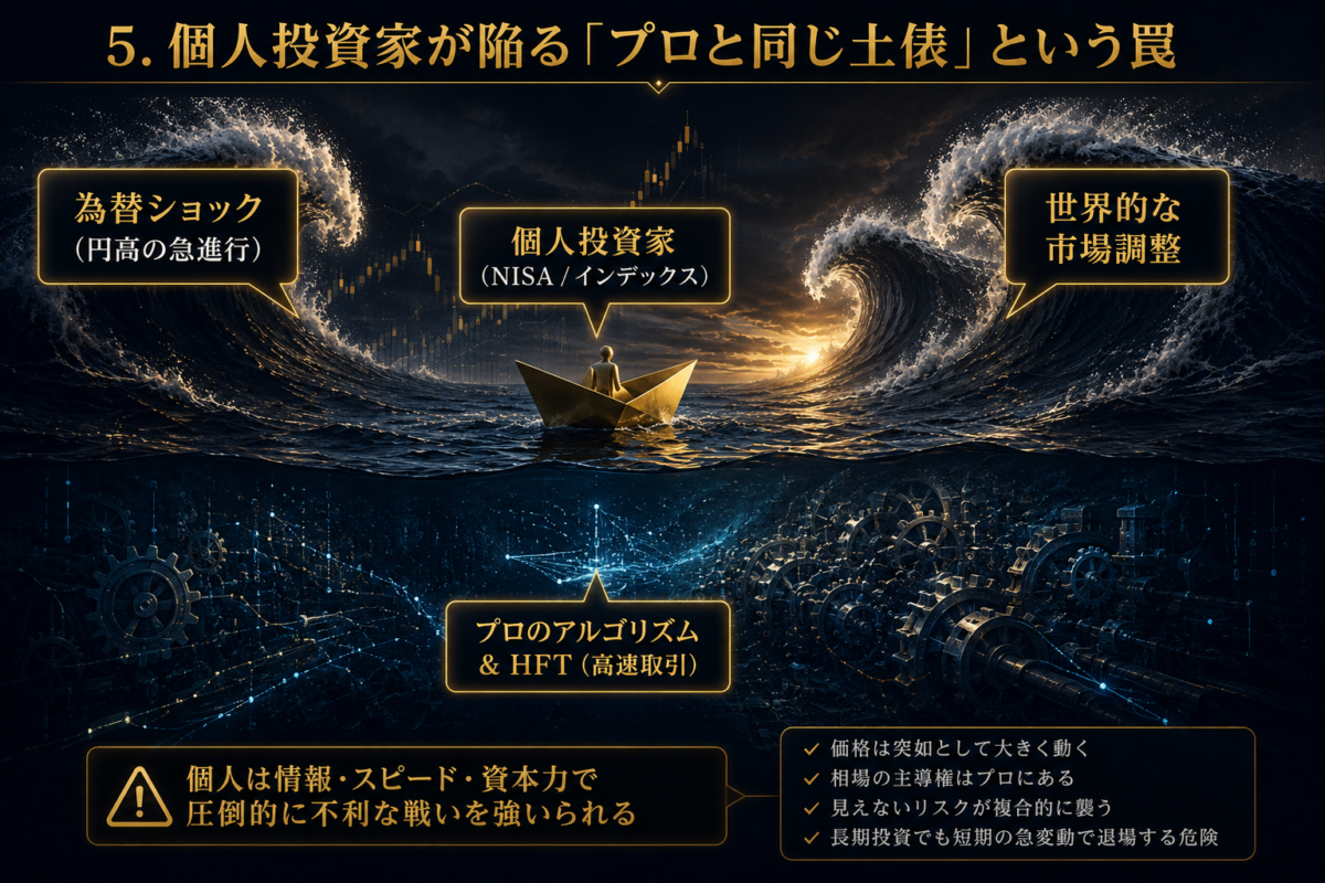 富裕層の定義は罠?世界の基準と日本の違い
5. 個人投資家が陥る「プロと同じ土俵」という罠
